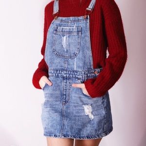 Blue denim overall dress